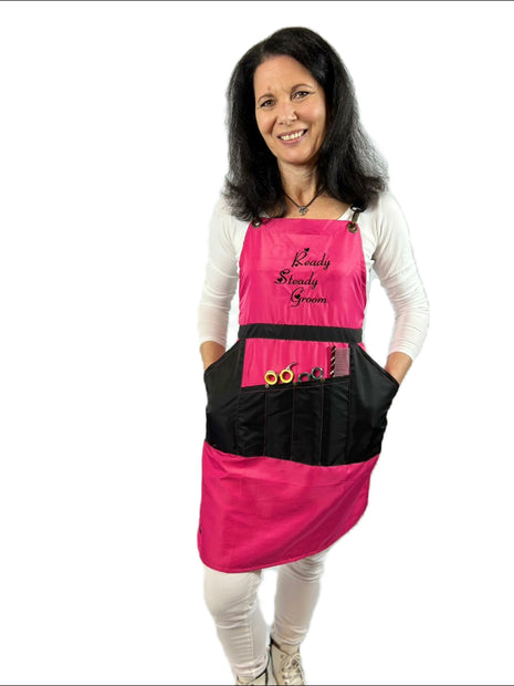 pet beauty hairdressing apron Pinky with cross straps