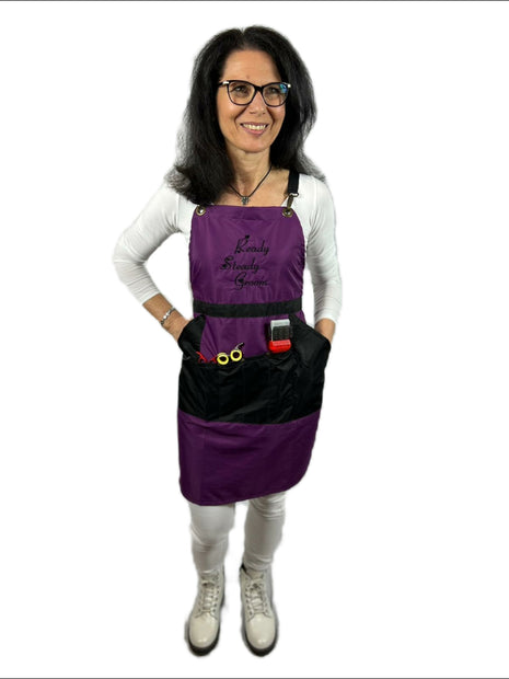 pet beauty hairdressing apron Violet with cross straps