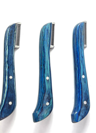 pet beauty Trimmmesser als Satz oder einzeln | 5 Stück | blauer Holzgriff | Gesamtlänge 14cm