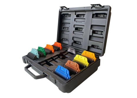 Show Tech Pro Wide Snap-on Comb Set | Comb attachment set WIDE for shaving head #30W | 8 combs + 30W shaving head in the case
